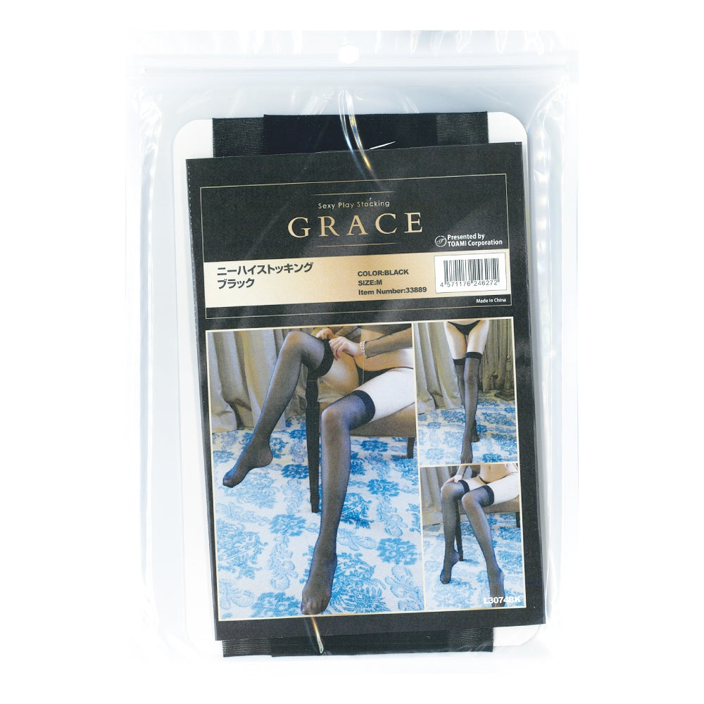 Grace黑色過膝長襪